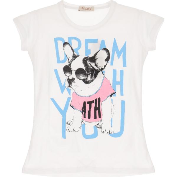 t-shirt Please bianco con stampe