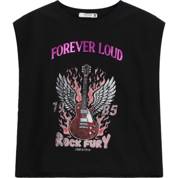 top Please nero con stampe