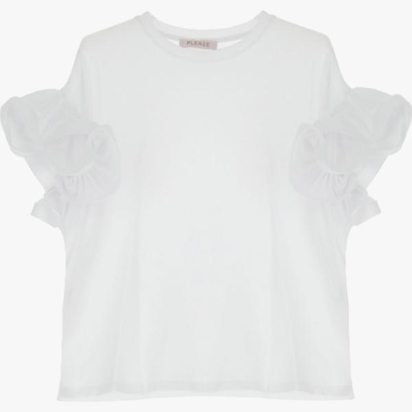 t-shirt Please bianco tinta unita