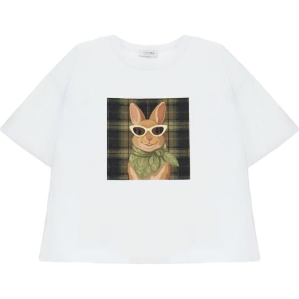 t-shirt Please bianco con stampe