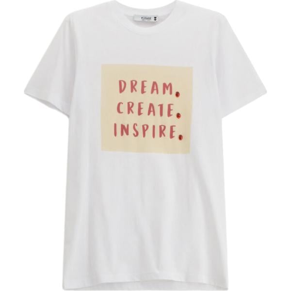 t-shirt Please bianco con stampe