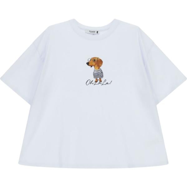 t-shirt Please bianco con stampe