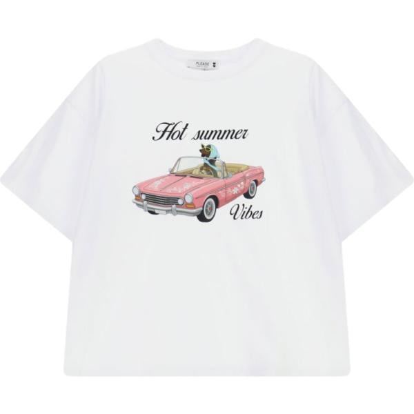 t-shirt Please bianco con stampe
