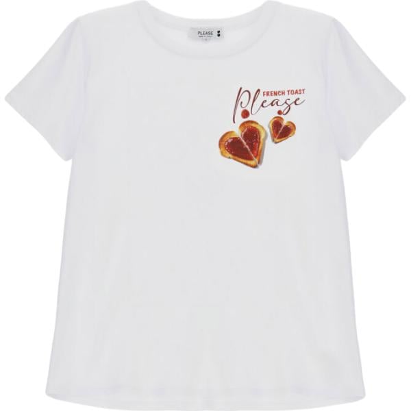 t-shirt Please bianco con stampe