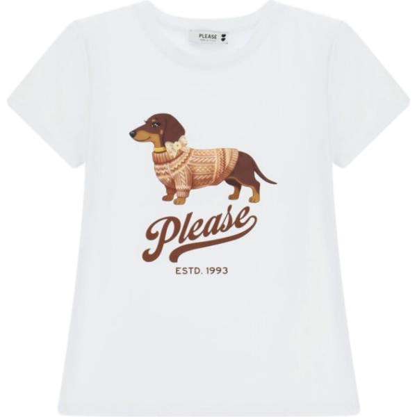 t-shirt Please bianco con stampe