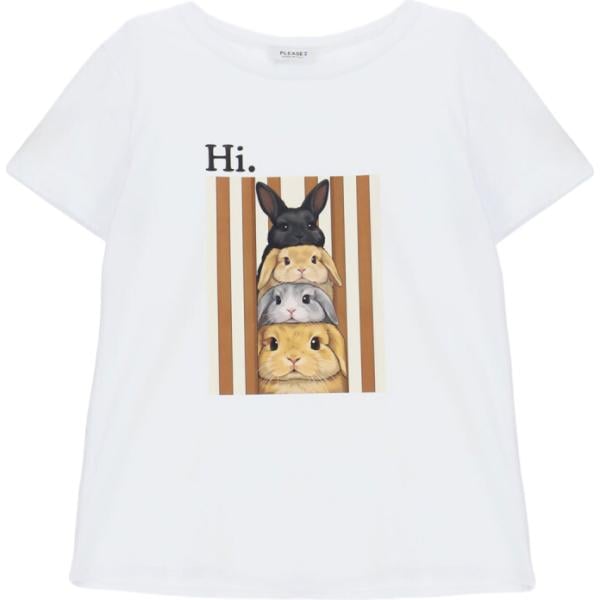 t-shirt Please bianco con stampe