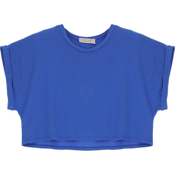 t-shirt Please blu tinta unita