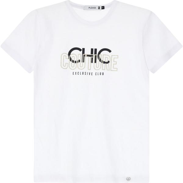t-shirt Please bianco con stampe
