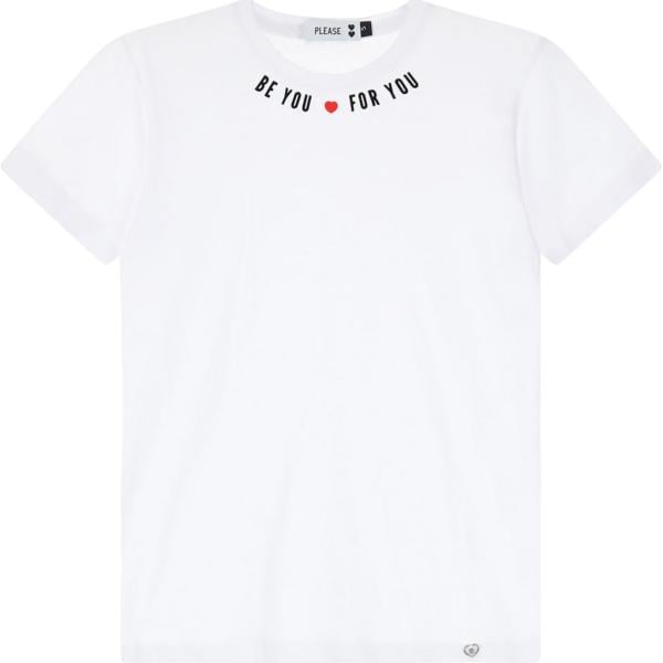 t-shirt Please bianco con stampe