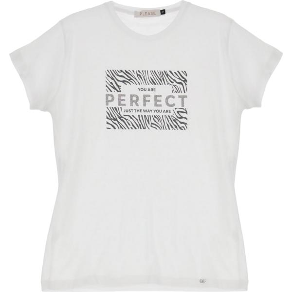 t-shirt Please bianco con stampe
