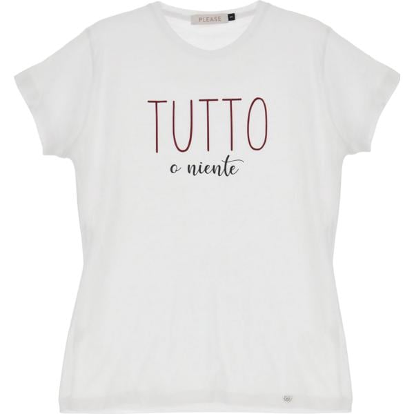 t-shirt Please bianco con stampe