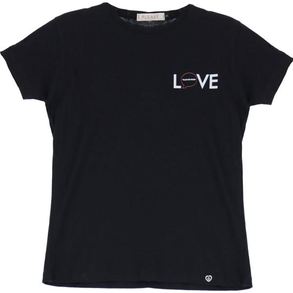 t-shirt Please nero con stampe