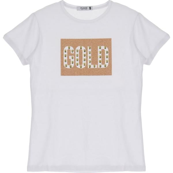 t-shirt Please bianco con stampe