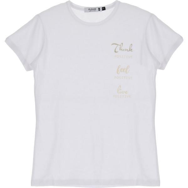 t-shirt Please bianco con stampe