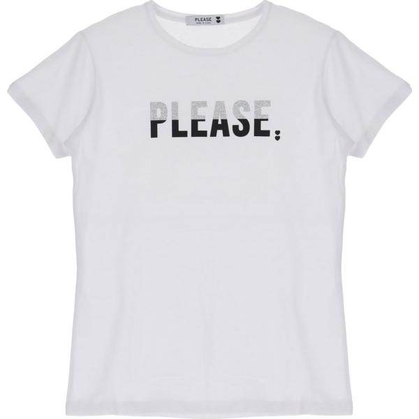 t-shirt Please bianco con stampe