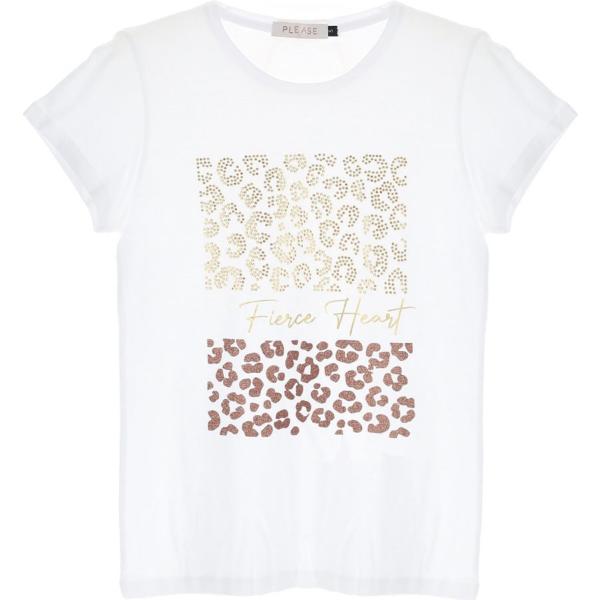 t-shirt Please bianco animalier