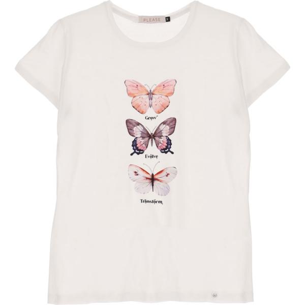 t-shirt Please bianco con stampe