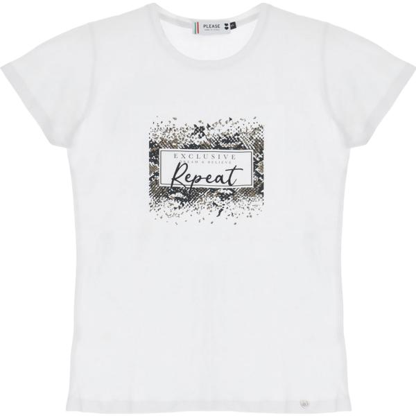 t-shirt Please bianco con stampe