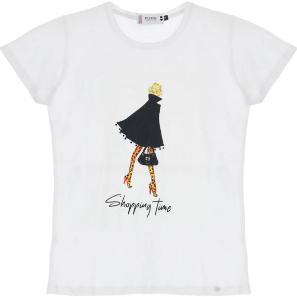 t-shirt Please bianco con stampe
