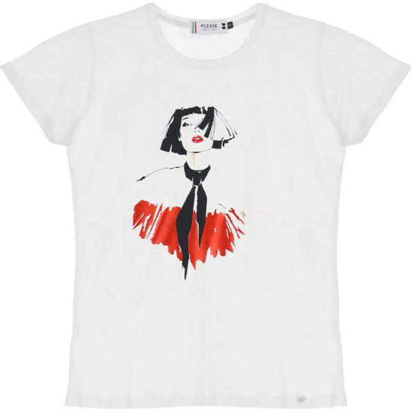 t-shirt Please bianco con stampe