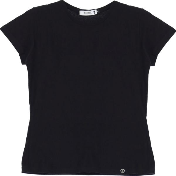 t-shirt Please nero con stampe