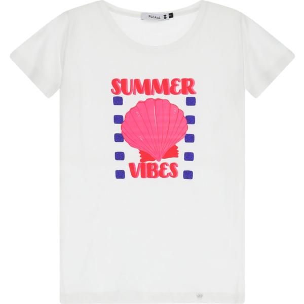 t-shirt Please bianco con stampe