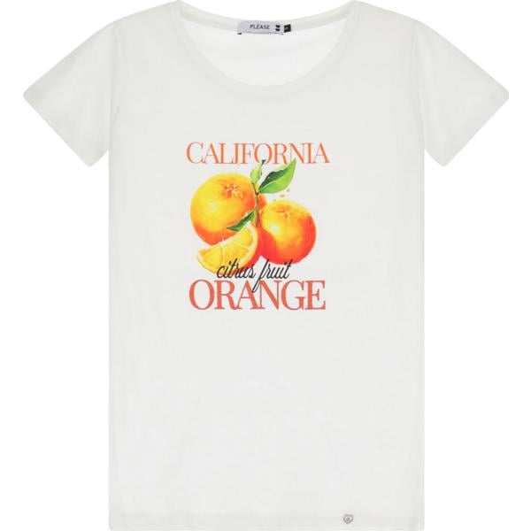 t-shirt Please bianco con stampe