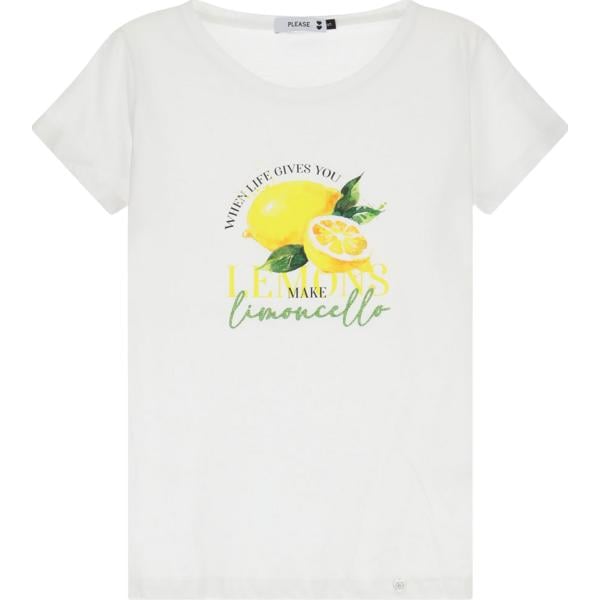t-shirt Please bianco con stampe