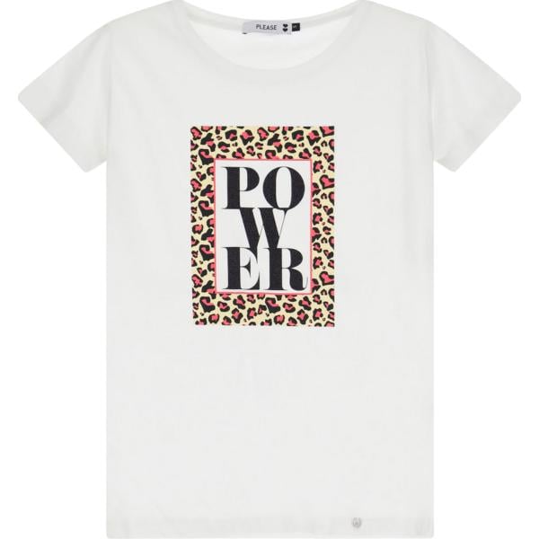 t-shirt Please bianco con stampe