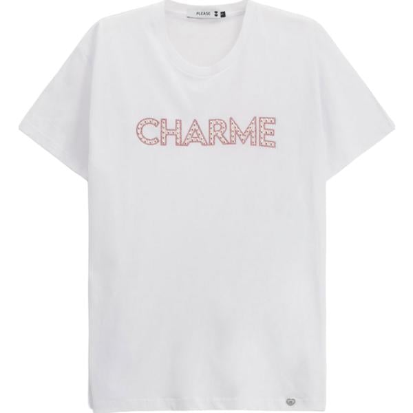 t-shirt Please bianco con stampe