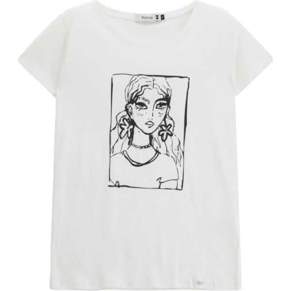 t-shirt Please bianco con stampe