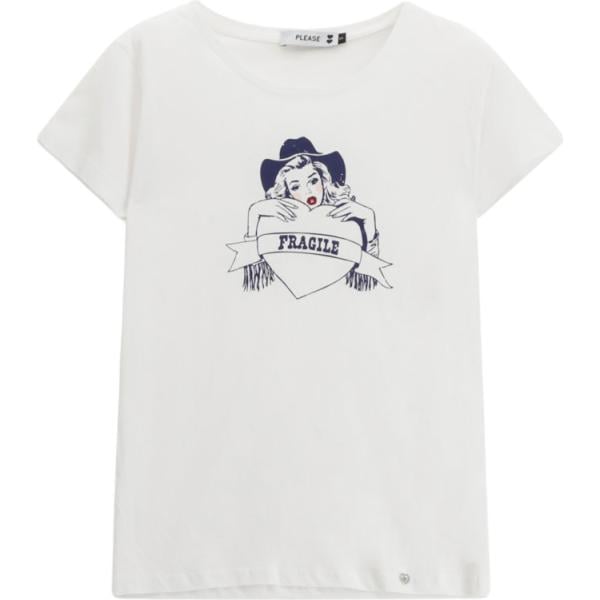 t-shirt Please bianco con stampe