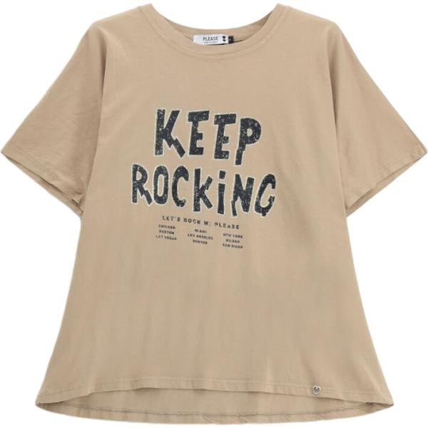 t-shirt Please marrone con stampe