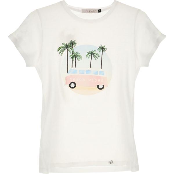 t-shirt Please bianco con stampe