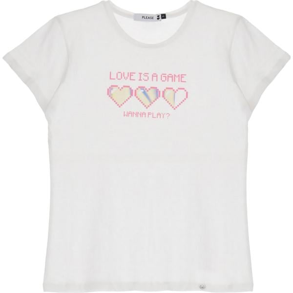 t-shirt Please bianco con stampe