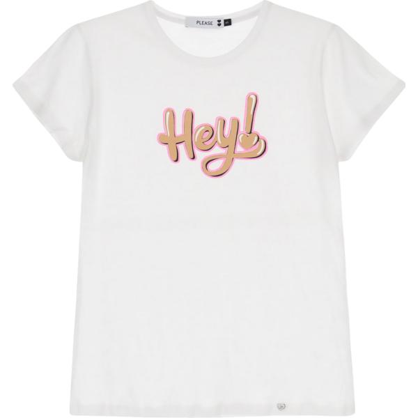 t-shirt Please bianco con stampe