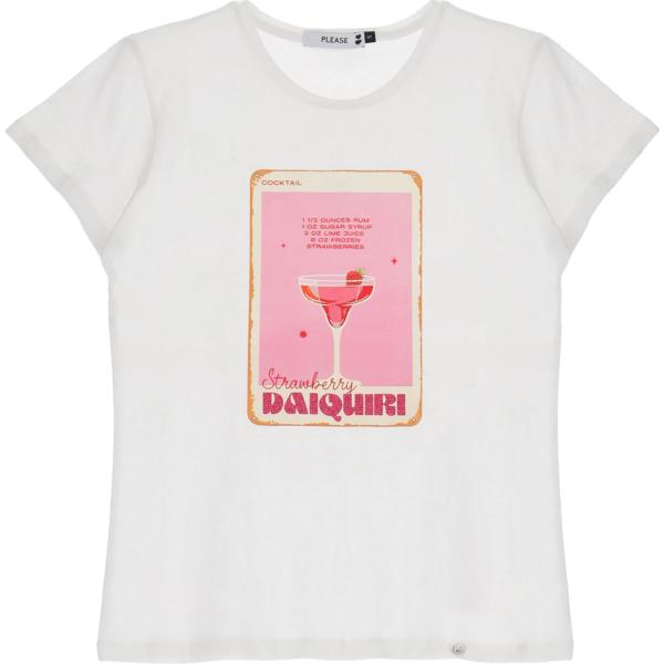t-shirt Please bianco con stampe