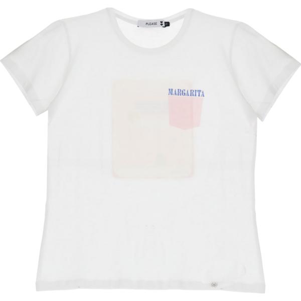 t-shirt Please bianco con stampe