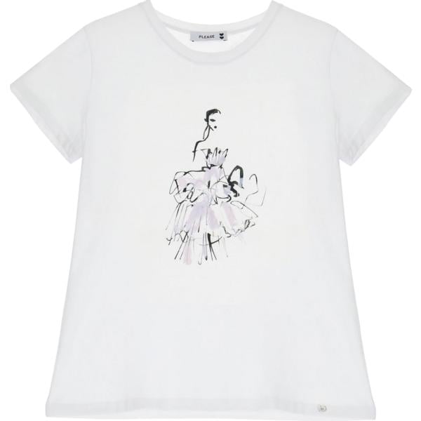 t-shirt Please bianco con stampe