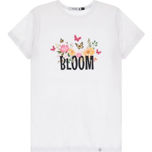t-shirt Please bianco con stampe