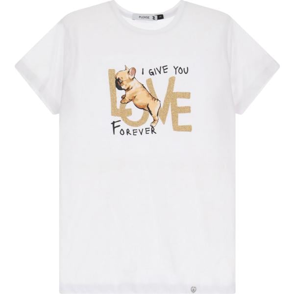 t-shirt Please bianco con stampe