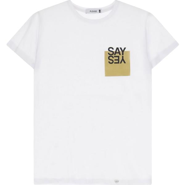 t-shirt Please bianco con stampe