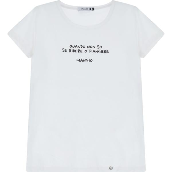 t-shirt Please bianco con stampe