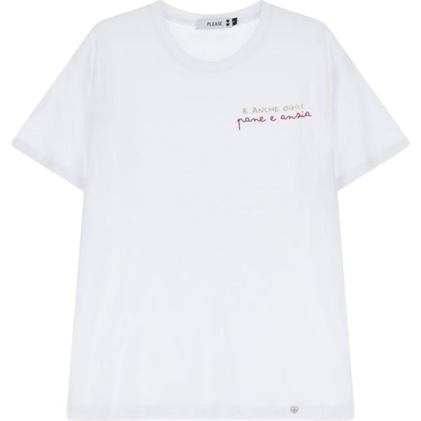 t-shirt Please bianco con stampe