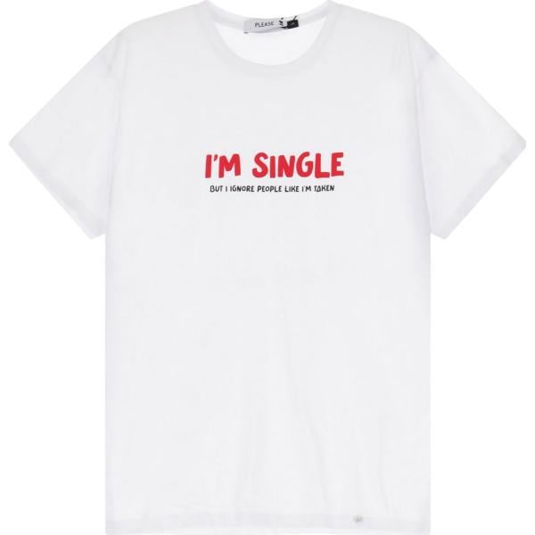 t-shirt Please bianco con stampe