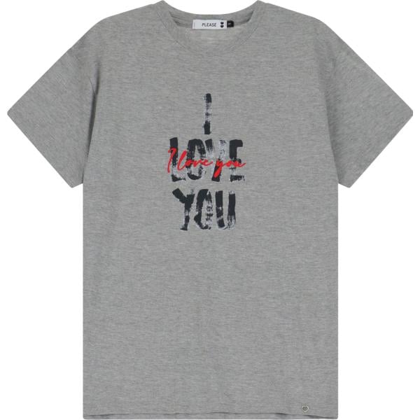 t-shirt Please grigio con stampe