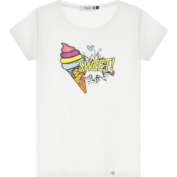 t-shirt Please bianco con stampe