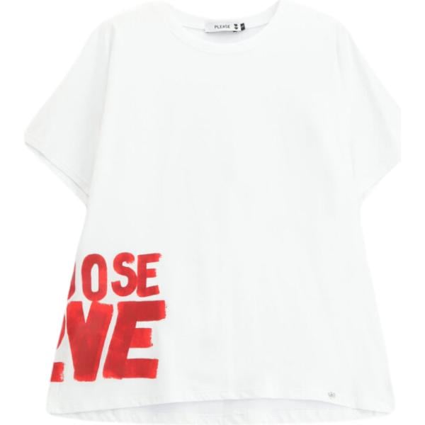 t-shirt Please bianco con stampe