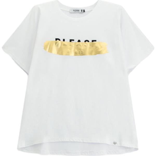 t-shirt Please bianco con stampe