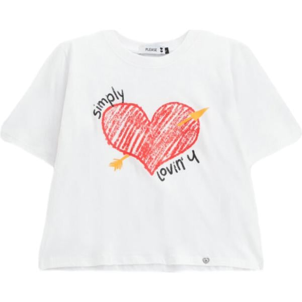 t-shirt Please bianco con stampe